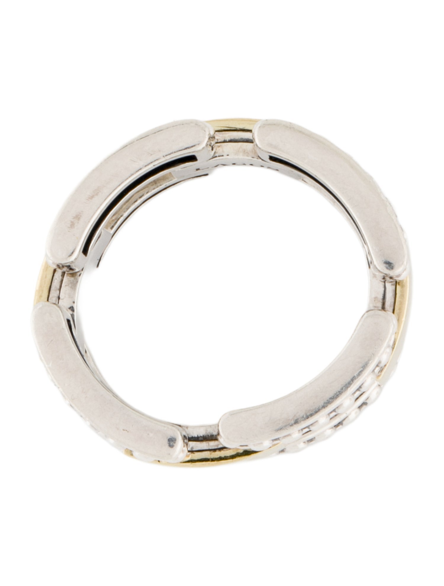 Lagos Two-Tone High Bar Caviar Link Ring